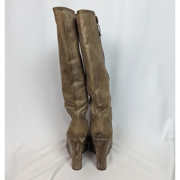 Vintage Y2K Steven by Steve Madden 10 M Leather Tall Riding Boots Wedge Heels - Picture 11 of 15